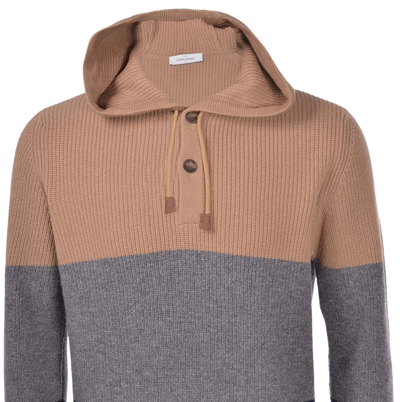 Gran Sasso Super Geelong Stripe Knitted Hoodie