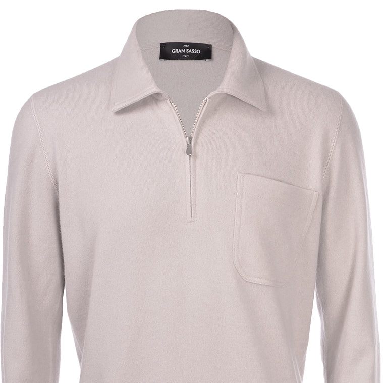 Gran Sasso Felted Cashmere 1/4 Zip Knitted Polo