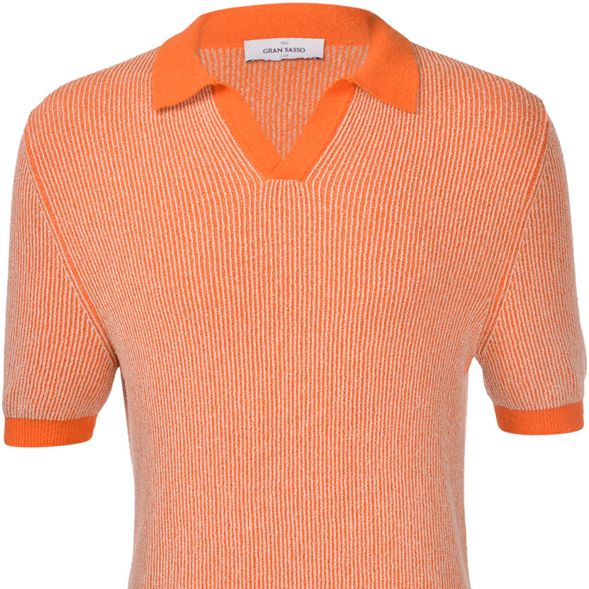 Gran Sasso Two-Tone Cotton Blend Polo