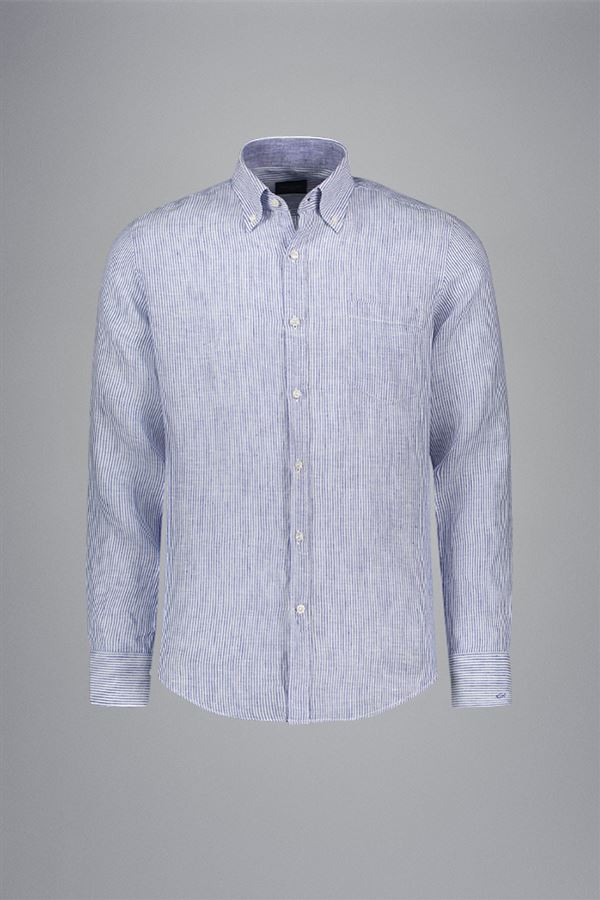 Paul&Shark Linen Long Sleeve Stripe Shirt