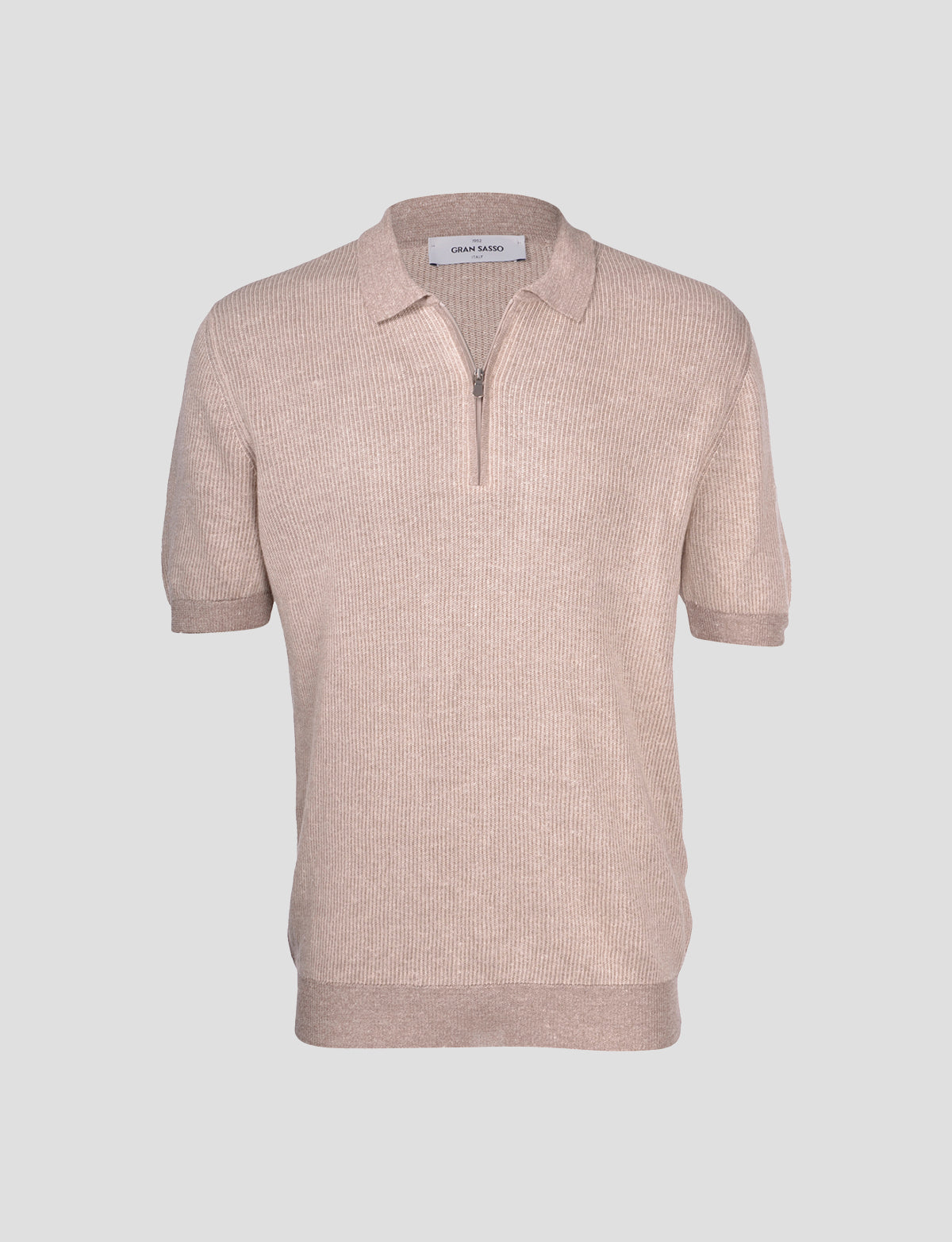 Gran Sasso Short Sleeve Linen Cotton Zip Polo