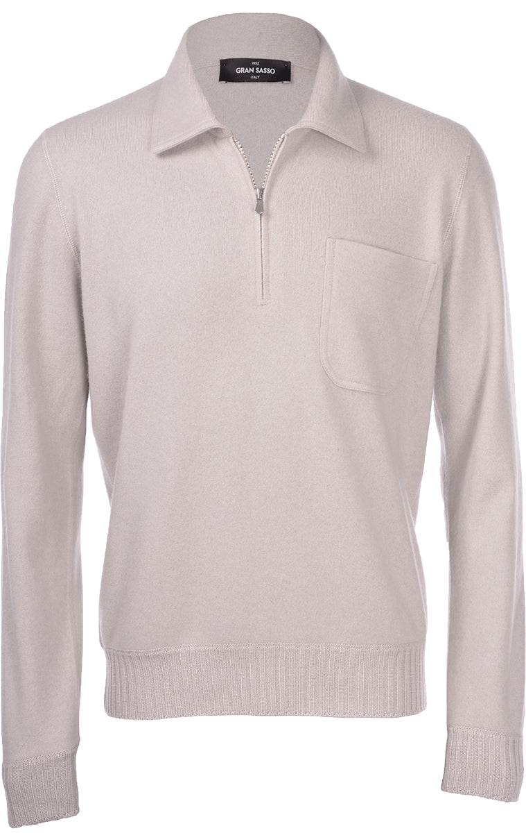 Gran Sasso Felted Cashmere 1/4 Zip Knitted Polo