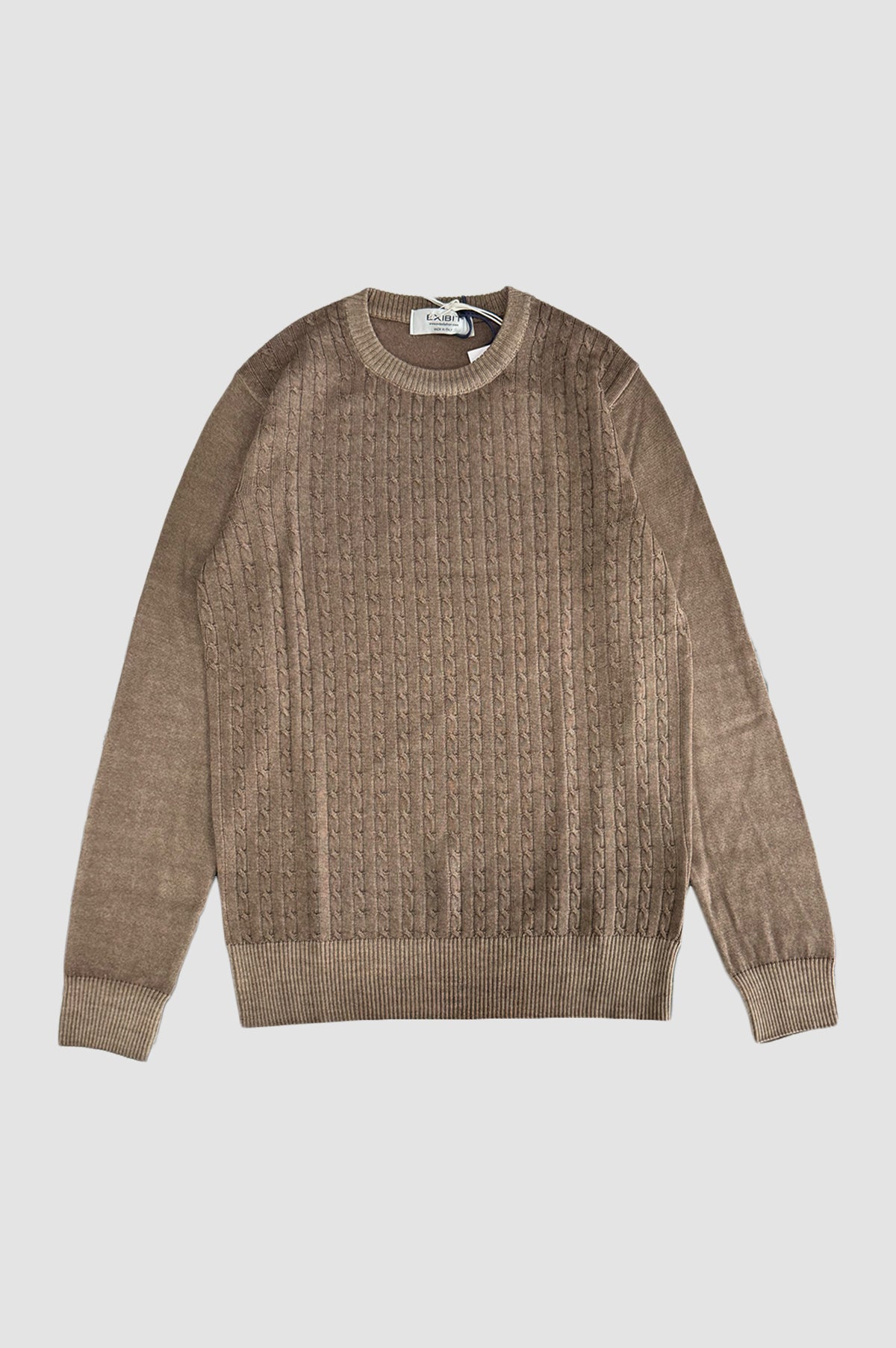 Exibit Pure Wool Cable Stitch Crew Neck Knit