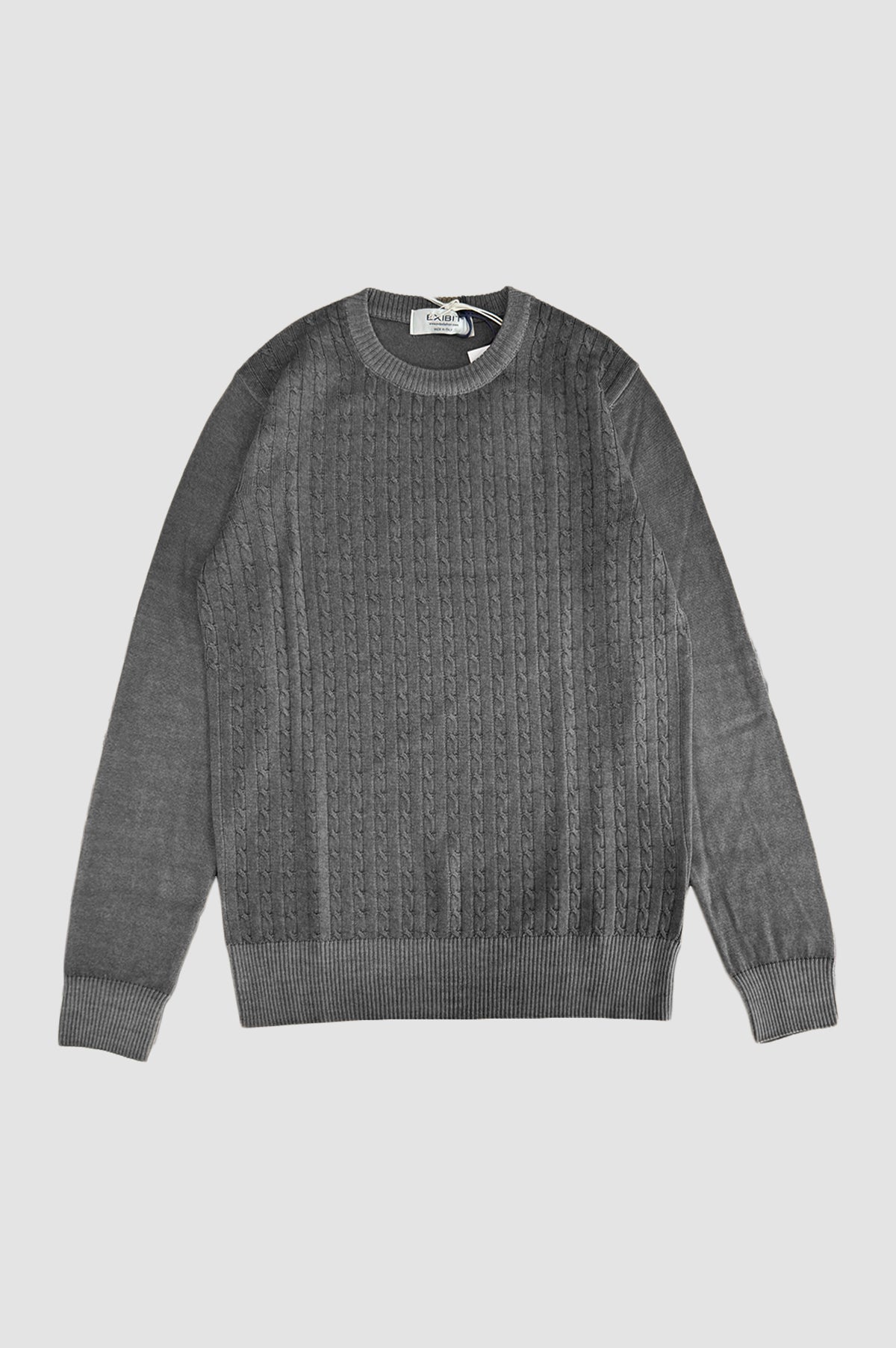 Exibit Pure Wool Cable Stitch Crew Neck Knit