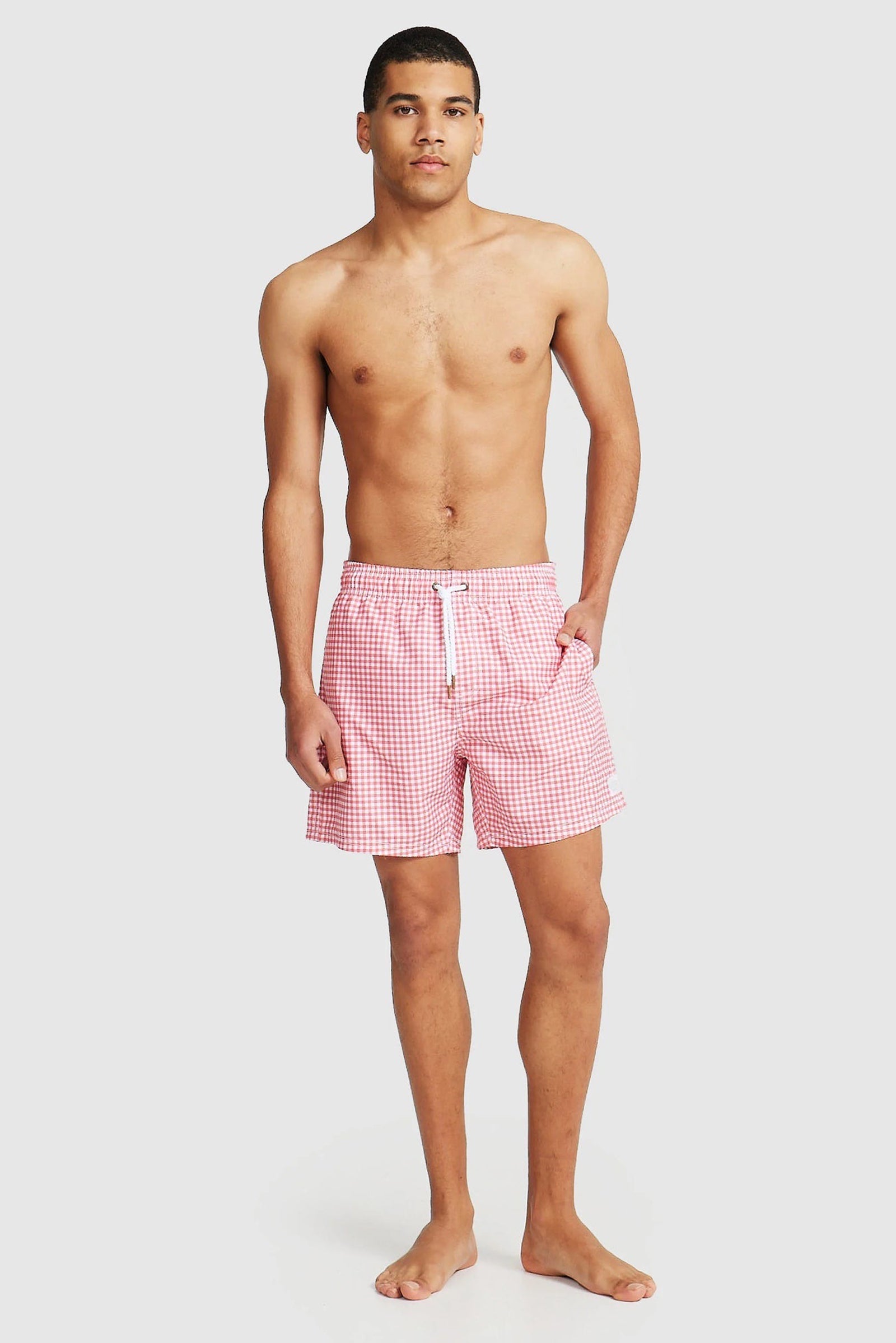 ORTC Horrocks Red Check Print Swim Short